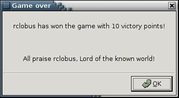 The game over dialog