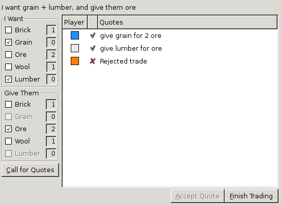 The trade interface